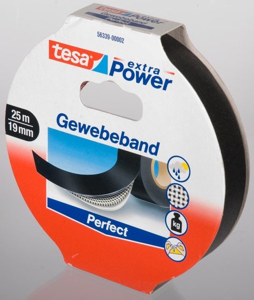 Tesa Extra Power Gewebeband 19mm, 25m schwarz